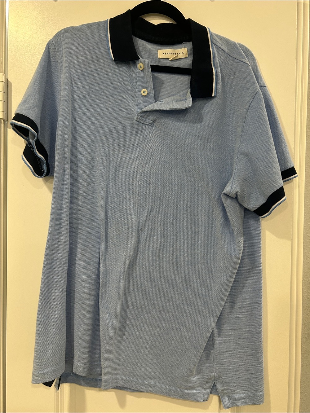 Aeropostale Light Blue Polo with Navy Collar and White Trim